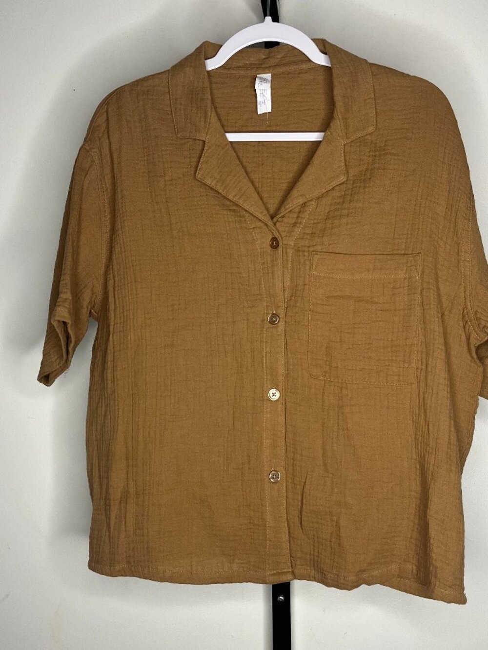Stars Above Button Down Tan Brown Top Size Small